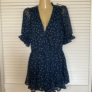 TRIXXI ROMPER WOMEN SIZE M NAVY  POLK DOT NEW